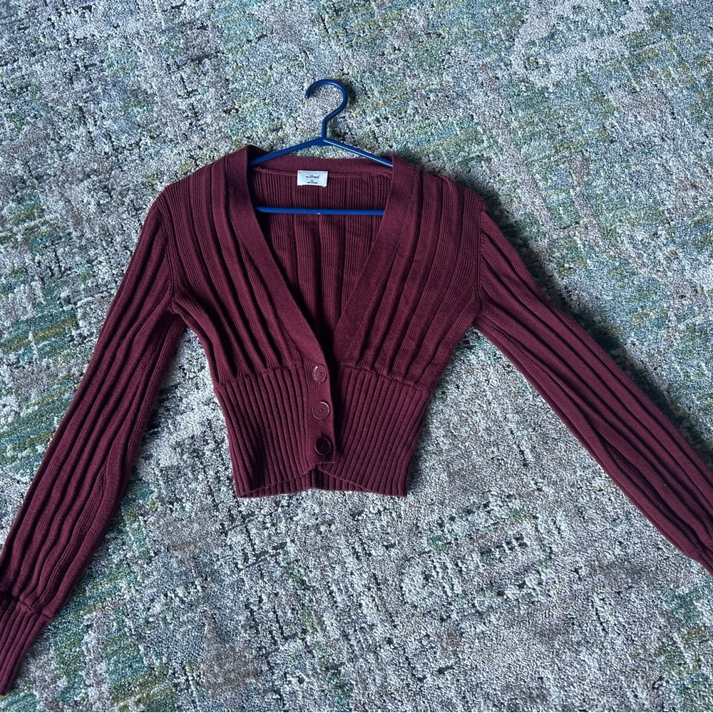 Wilfred Deep Red Ribbed Cardigan